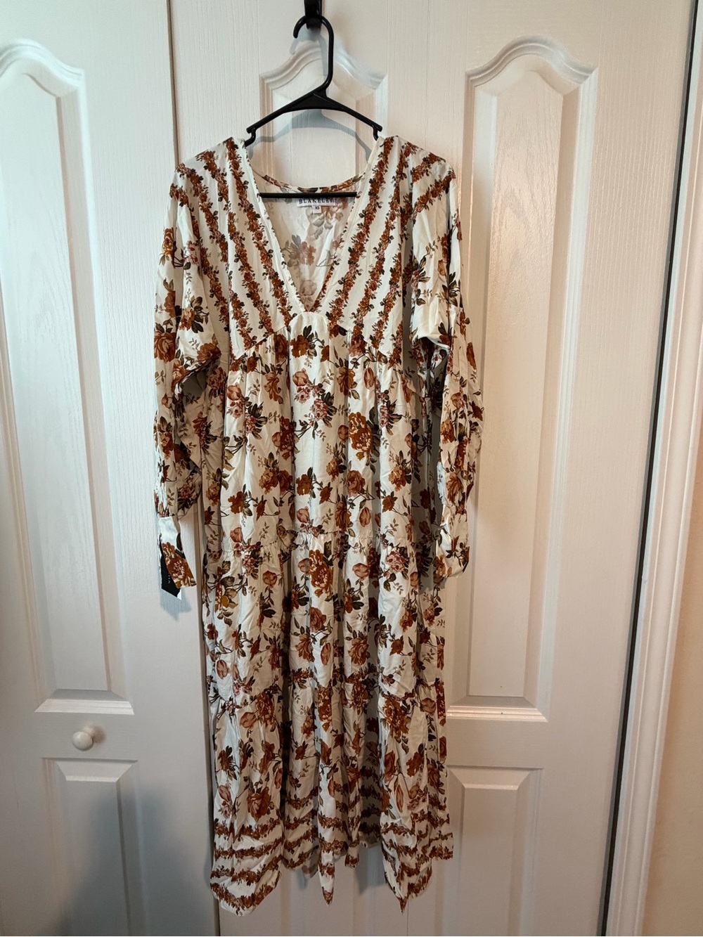 Fall Boho Floral V-Neck Dress